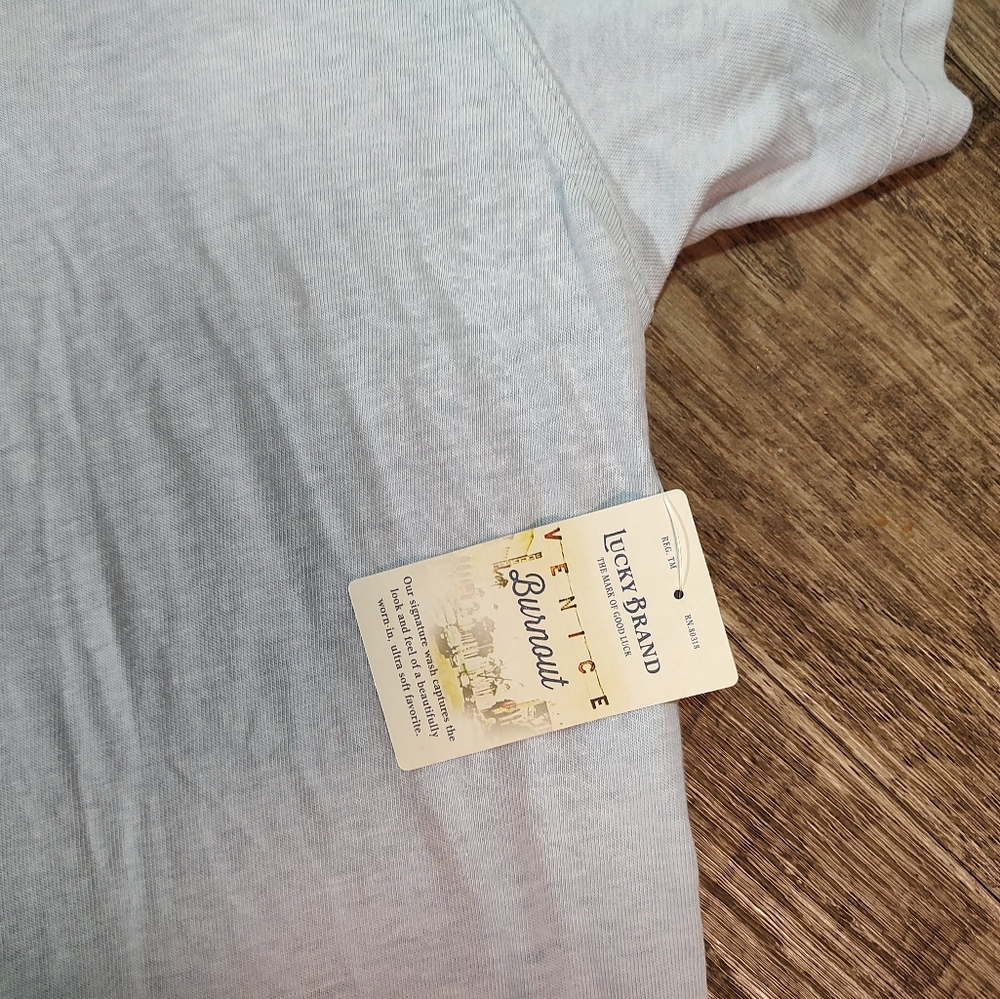 Lucky Brand Venice Burnout Top Size L Light Grey - Picture 8 of 11